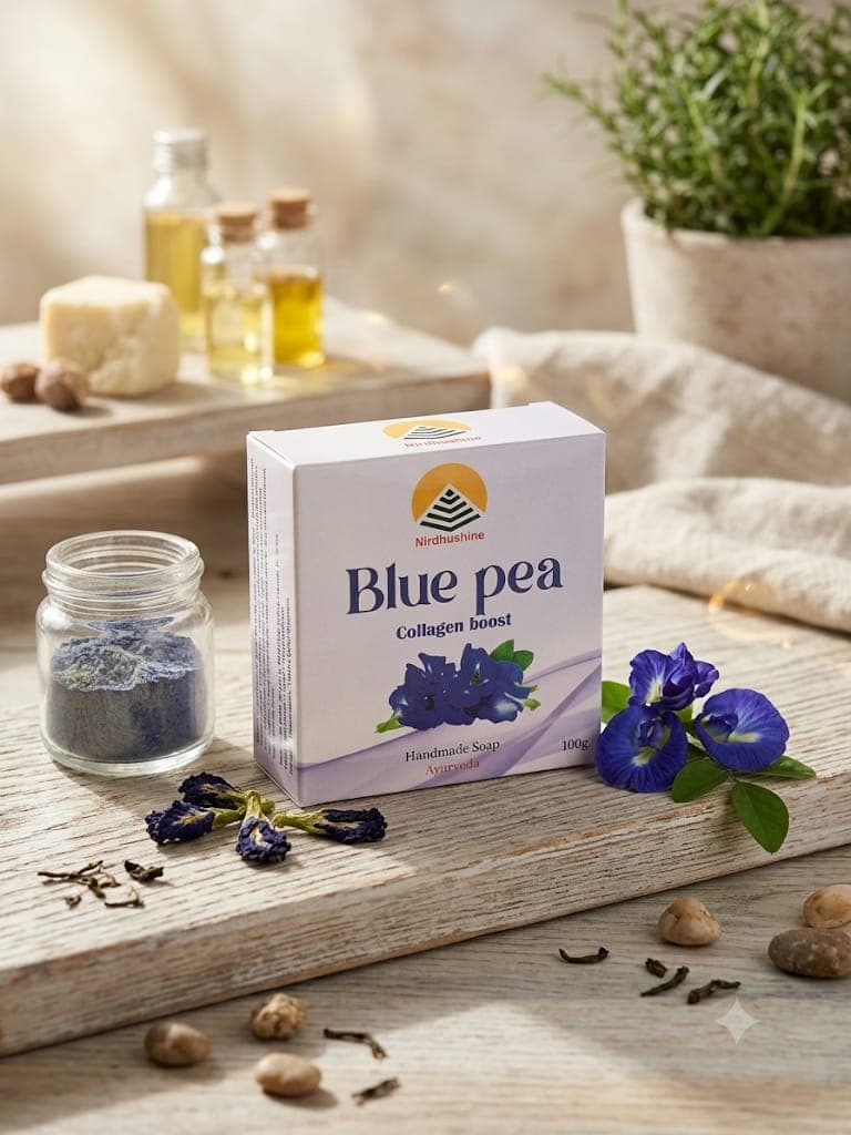 Nirdhushine Blue Pea Collagen Soap with botanical ingredients